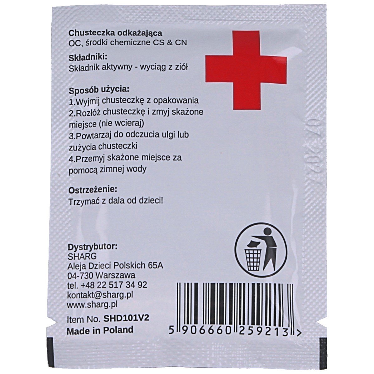 CHUSTECZKA DEKONTAMICYJNA NEUTRALIZUJĄCA DZIAŁANIE GAZU PIEPRZOWEGO - obrazek 3
